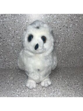 AURORA Snowy Owl White Spotted Grey Realistic Plush Stuffed Animal Toy 10”